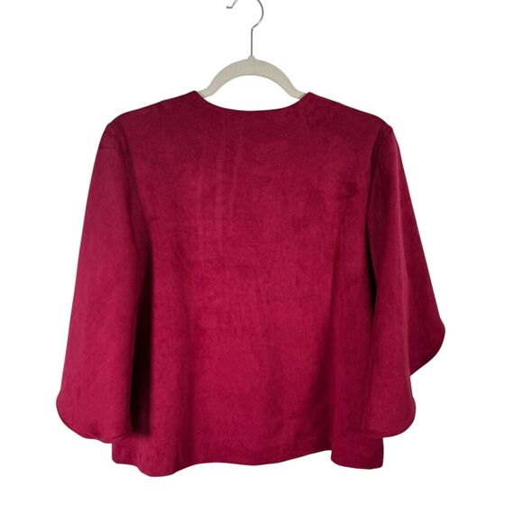 Anna Cate Nina Suede Blouse Beet Red V-Neck Party Office Boho NWT Womens XS - Picture 8 of 8